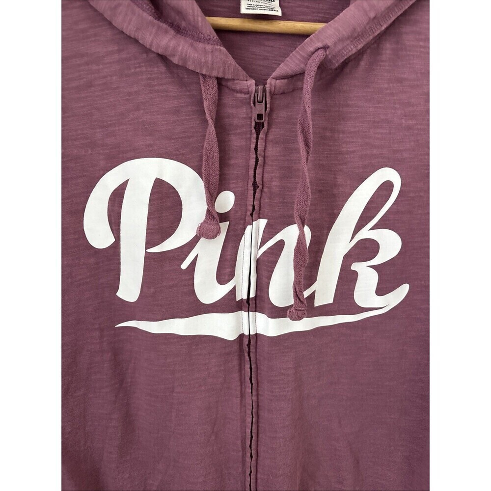 Victoria’s Secret Pink Women’s Small Purple Lightweight Zip Up Hoodie Logo - Picture 5 of 8